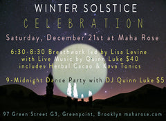 Saturday, December 21st – Winter Solstice Breathwork, Tonics and Dance Party